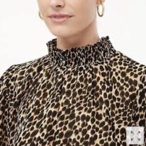 Jcrew mock neck leopard blouse